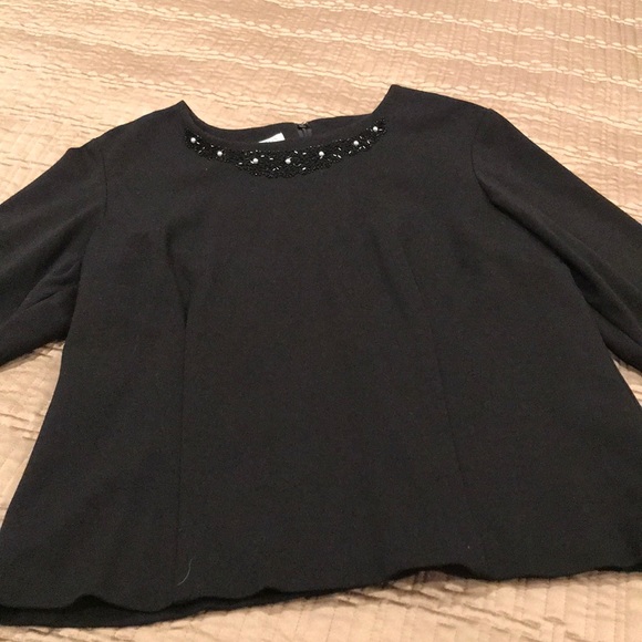 Pendleton top, black with pearls/sequins, L - Picture 2 of 8